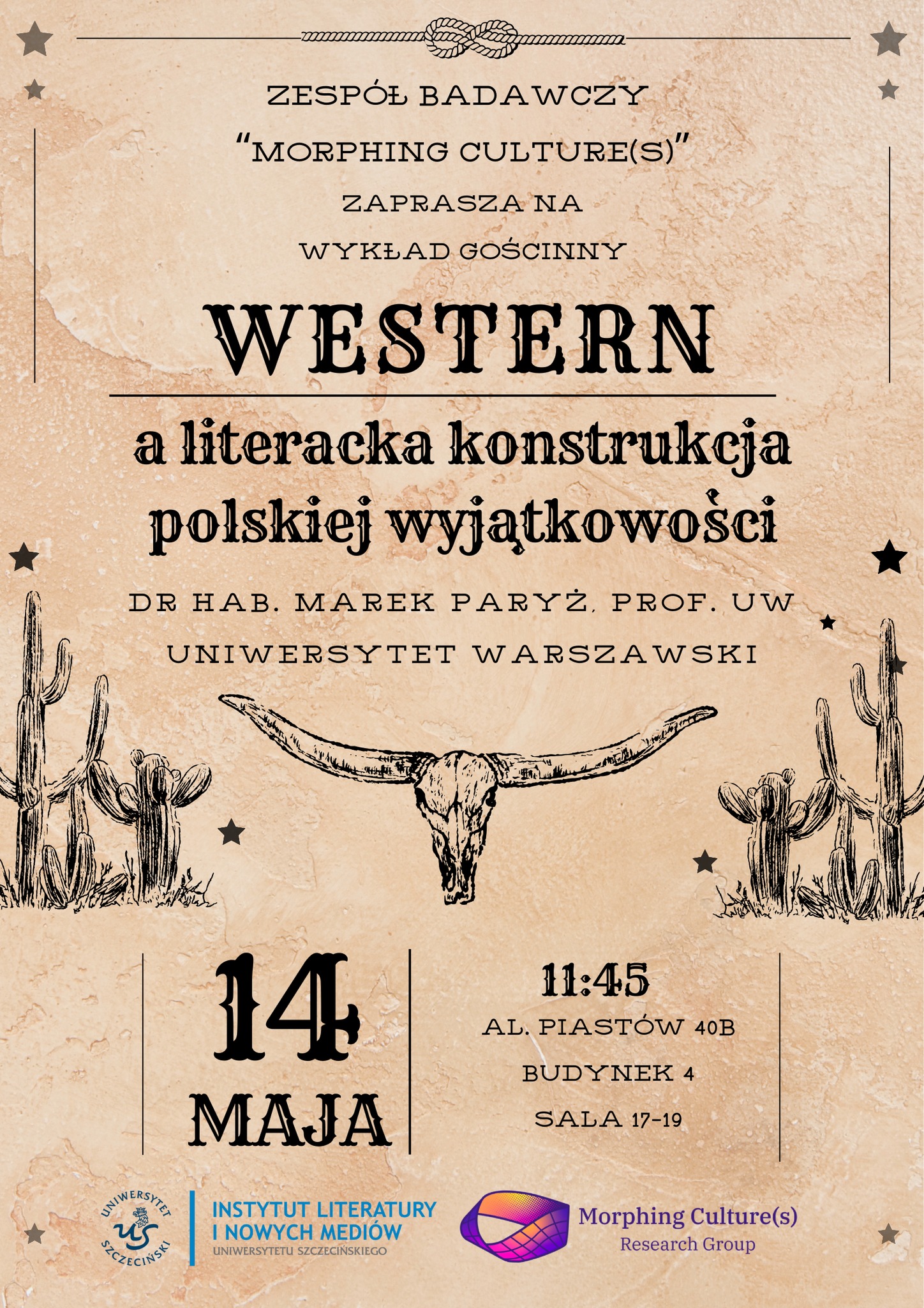 Zespół do Badań Literatury i Kultury Popularnej Morphing Culture(s) zaprasza na wykłady gościnne dr hab. Marka Paryża, prof. UW