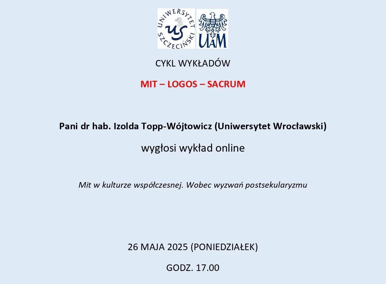 Zapraszamy na wykład „Mit w kulturze współczesnej. Wobec wyzwań postsekularyzmu”
