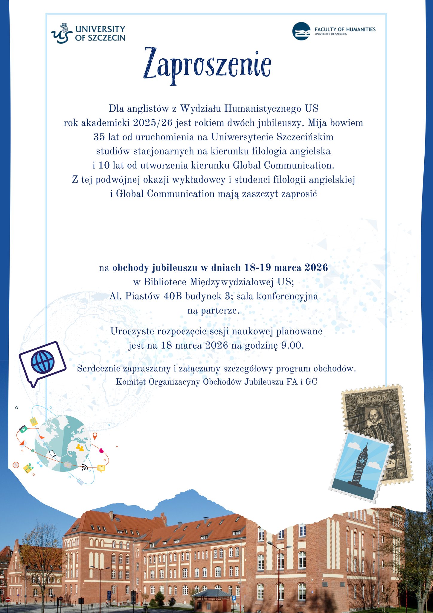 Jubileusz 35-lecia utworzenia anglistyki i 10-lecia Global Communication na Uniwersytecie Szczecińskim