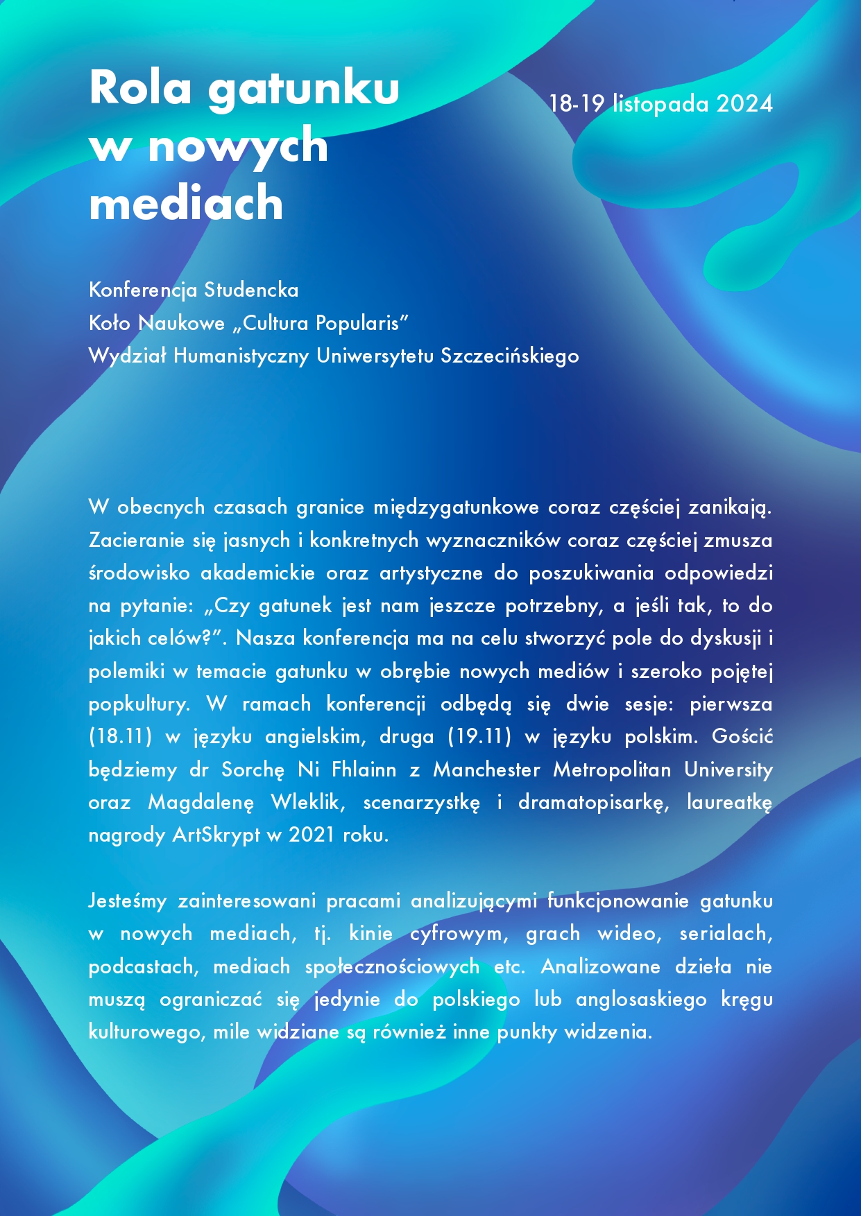 Zgłoszenia na konferencję naukową „Rola Gatunku w Nowych Mediach – Genre in New Media” w naszym Instytucie